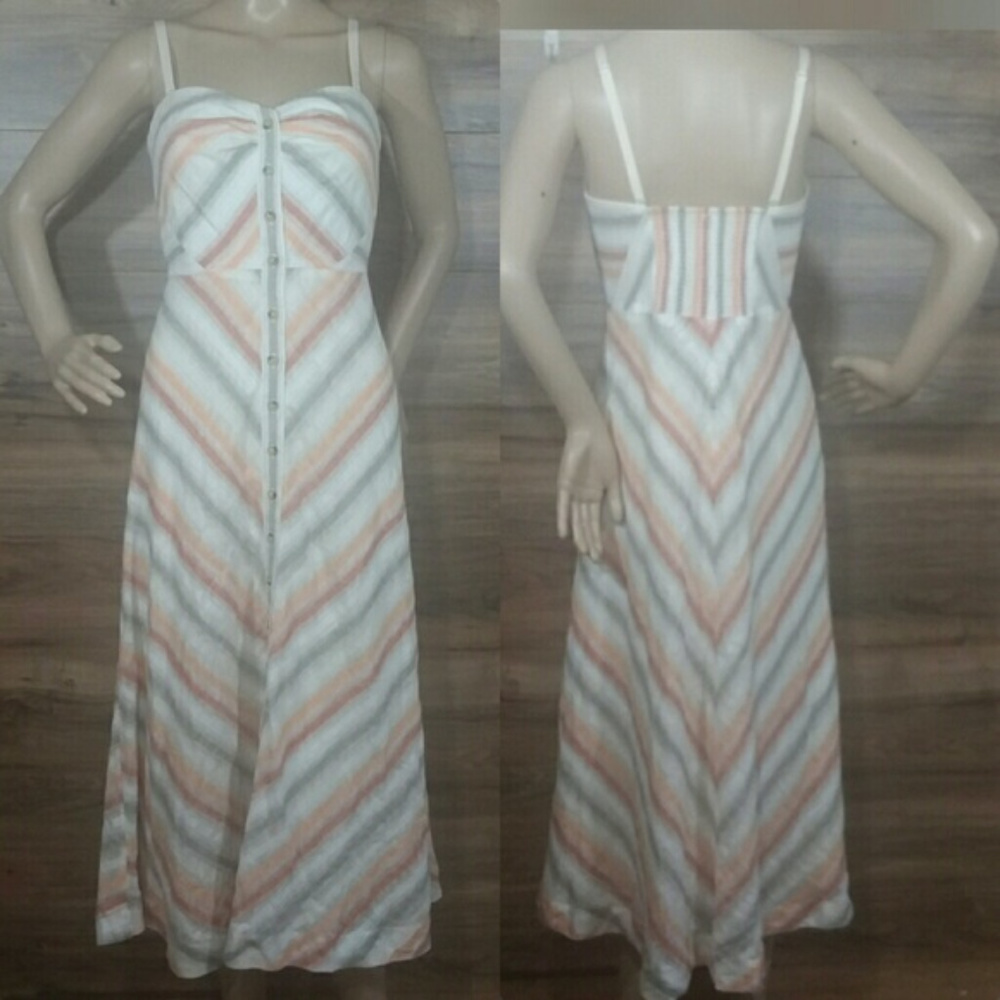NWT Free People Striking Stripe Button Midi Dress